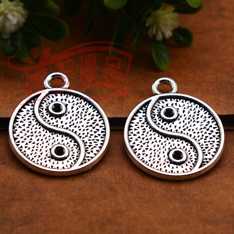 DIY饰品配件,23x27mm古银色阴阳太极吊坠,8元20个