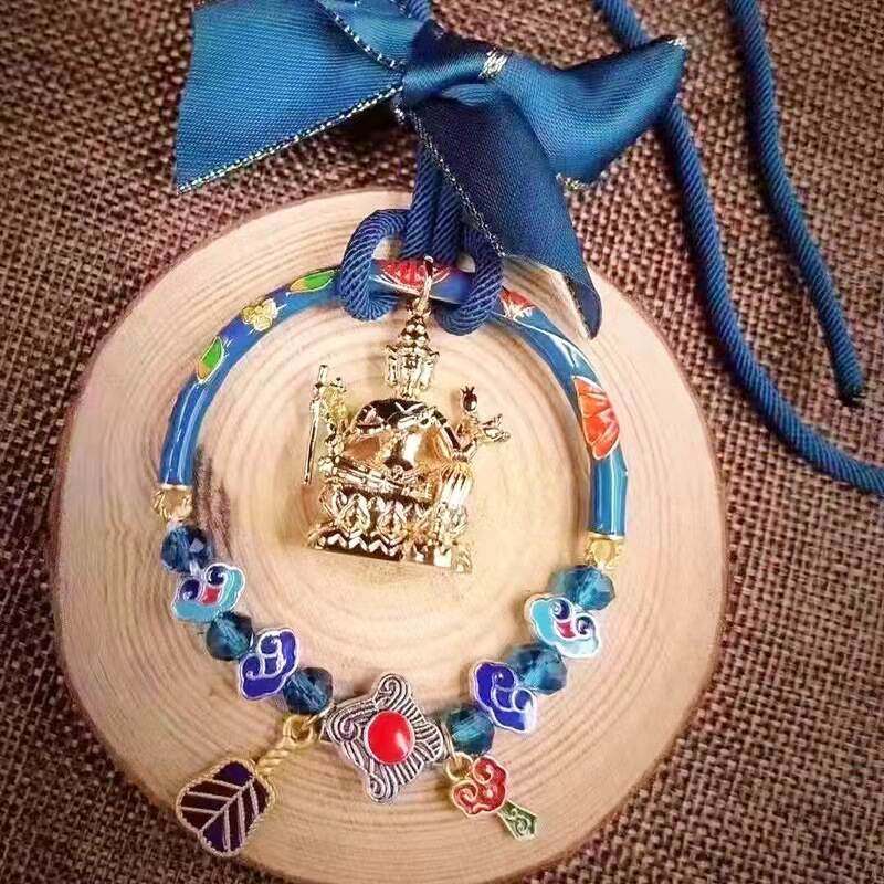 泰国泰缘龙婆苏班年四面佛车挂孔雀蓝车载后视镜挂件汽车挂件.