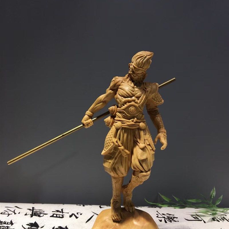 好货崖柏木雕汽车摆件齐天大圣孙悟空室内红木文玩斗战圣佛人物手