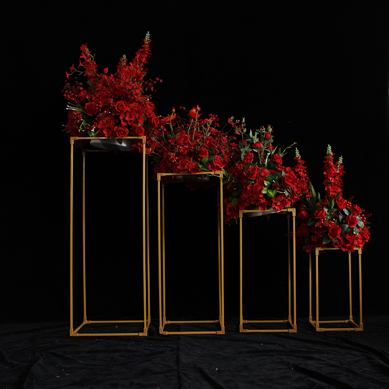 2021新款森系婚庆道具方框铁艺几何路引金色T台方形路引钻石路引