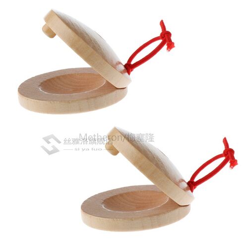 好货A Pair Wooden Castanets Wood Percussion Flaco Musical In