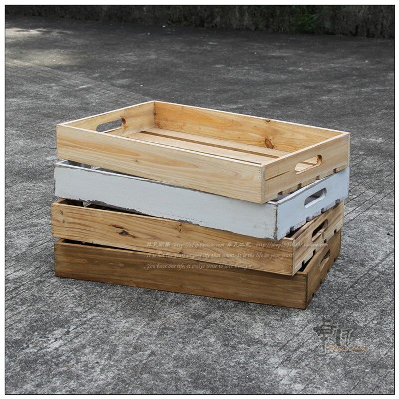 复古木箱子长方形大号实木储物收纳箱定做小木箱陈列装饰旧木框箱
