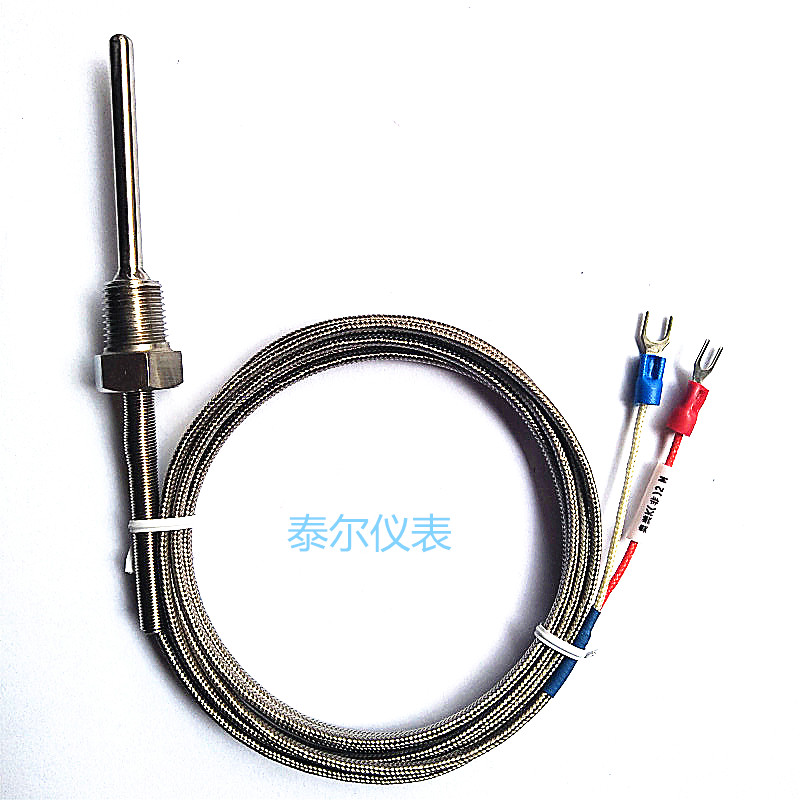 优质K型不锈钢温控探头温度传感器线PT100热电偶阻4分2分M8螺纹牙