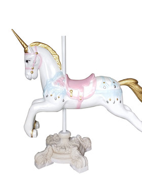 旋转木马主题餐厅网红甜品店独角兽KTV道具婚庆雕塑摆件纯手工