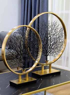 极速欧式海树摆件北欧树桌面金属软装创意家居饰品玄关样板房装饰