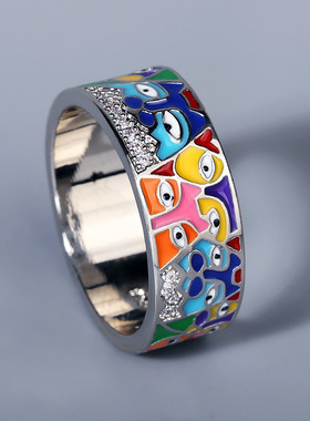 2022 New Rings For Women White CZ Handmade Enamel Lovely Cat