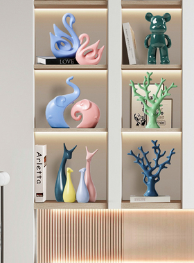 简约家居装饰品小摆件莫兰迪轻奢客厅玄关电视柜酒柜创意陶瓷摆饰