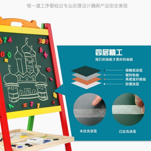 极速儿童双面磁性画板木质黑板咖啡店奶茶店留言板白板学生画画涂