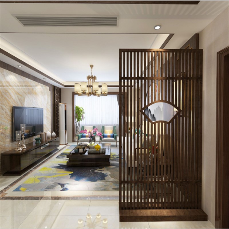 304不锈钢屏风办公室轻奢格栅现代简约中式玄关玻璃雕花金属隔断
