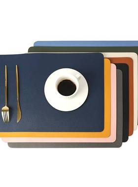Nordic solid double-layer leather placemats heat-proof pads