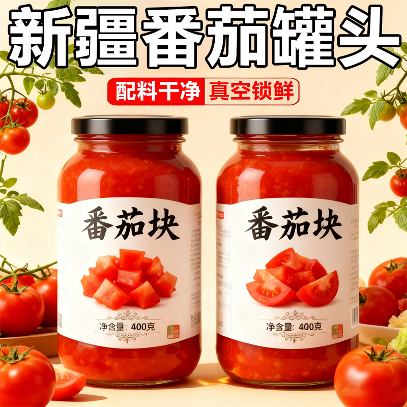 正宗新疆有机番茄罐头酱儿童无添加姜妍同款新鲜去皮家用0添加0脂