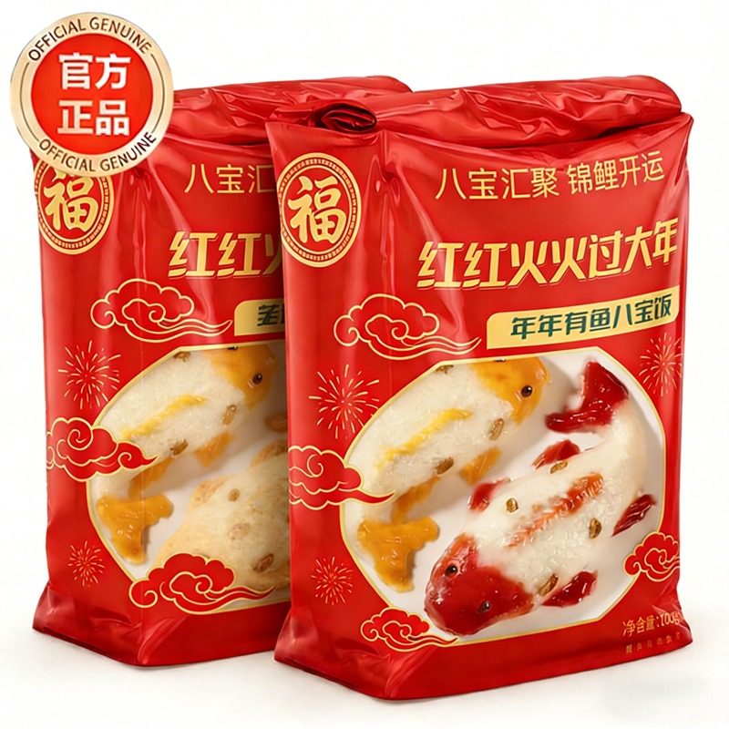 八宝年年有鱼山楂鱼年夜饭新春年货点心早餐速食甜糯米清真,粮油调味/速食/干货/烘焙,饭团/八宝饭,淘宝优惠券,粉丝福利购,淘宝优惠卷