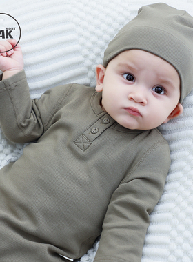 Oak mont秋装连体衣满月北欧风婴幼儿包屁衣优可丝新生儿宝宝爬服