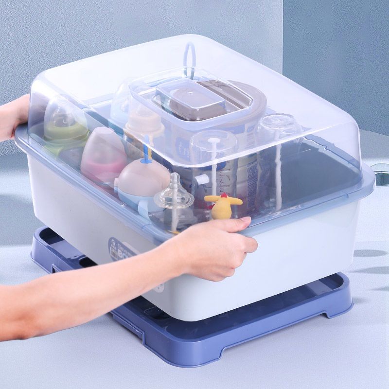 新疆包邮婴儿奶瓶收纳箱奶瓶架晾乾架带盖子防尘大号沥水架子宝宝