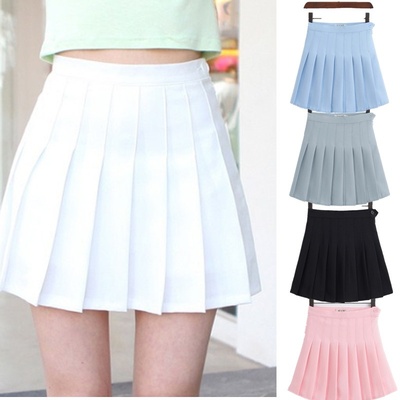 好货Autumn outfit pure color sweet temperament slim pleat sk