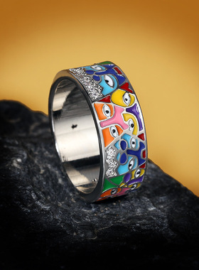 好货2022 New Rings For Women White CZ Handmade Enamel Lovely