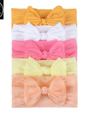 5 PcsSet Ba Girl Headband Bows Elastic Headbands Hair Ban