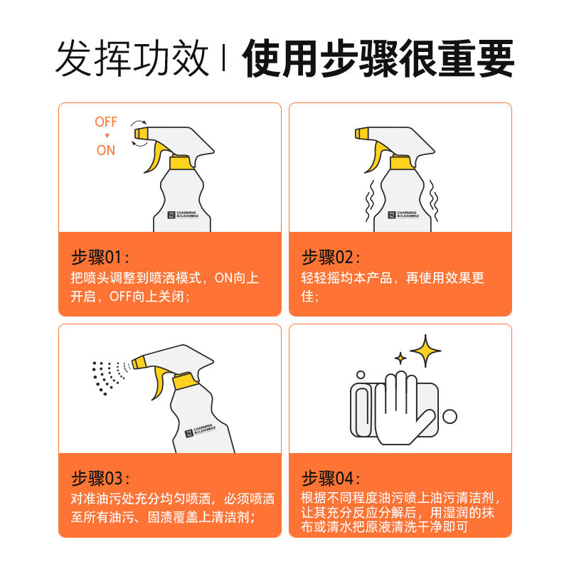 雅彩洁(YACAIJIE)油污清洁剂抽油烟机清洗剂厨房重油污净强力去