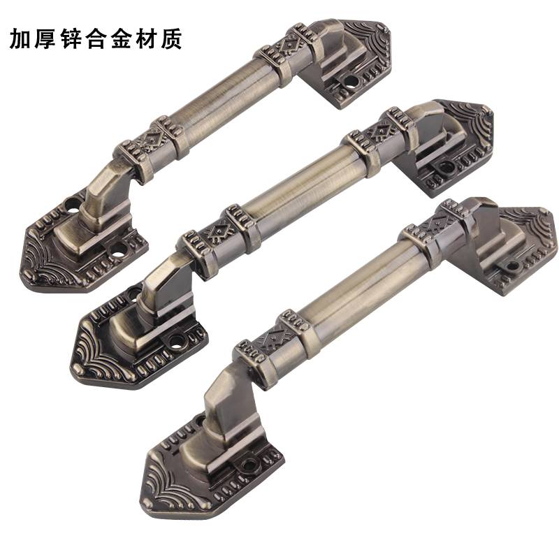 仿古铜房门明装拉手门把手手柄欧式木门把手免打孔对开门大门把手