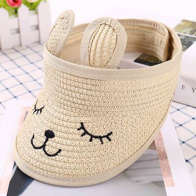 极速New Rabbit Hat Childen Hat Summer Straw Folding Visor Ki