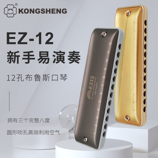 KONGSHENG孔声EZ12全音阶12孔布鲁斯口琴初学入门成人专业演奏级
