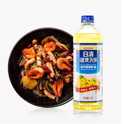 日清低芥酸菜籽油1L装 食用油健康非转基因家用炒菜煎炸少油烟