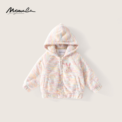 MOMOCO冬季新款女童时尚可爱卡通彩色毛衣羽绒服外套75830103004