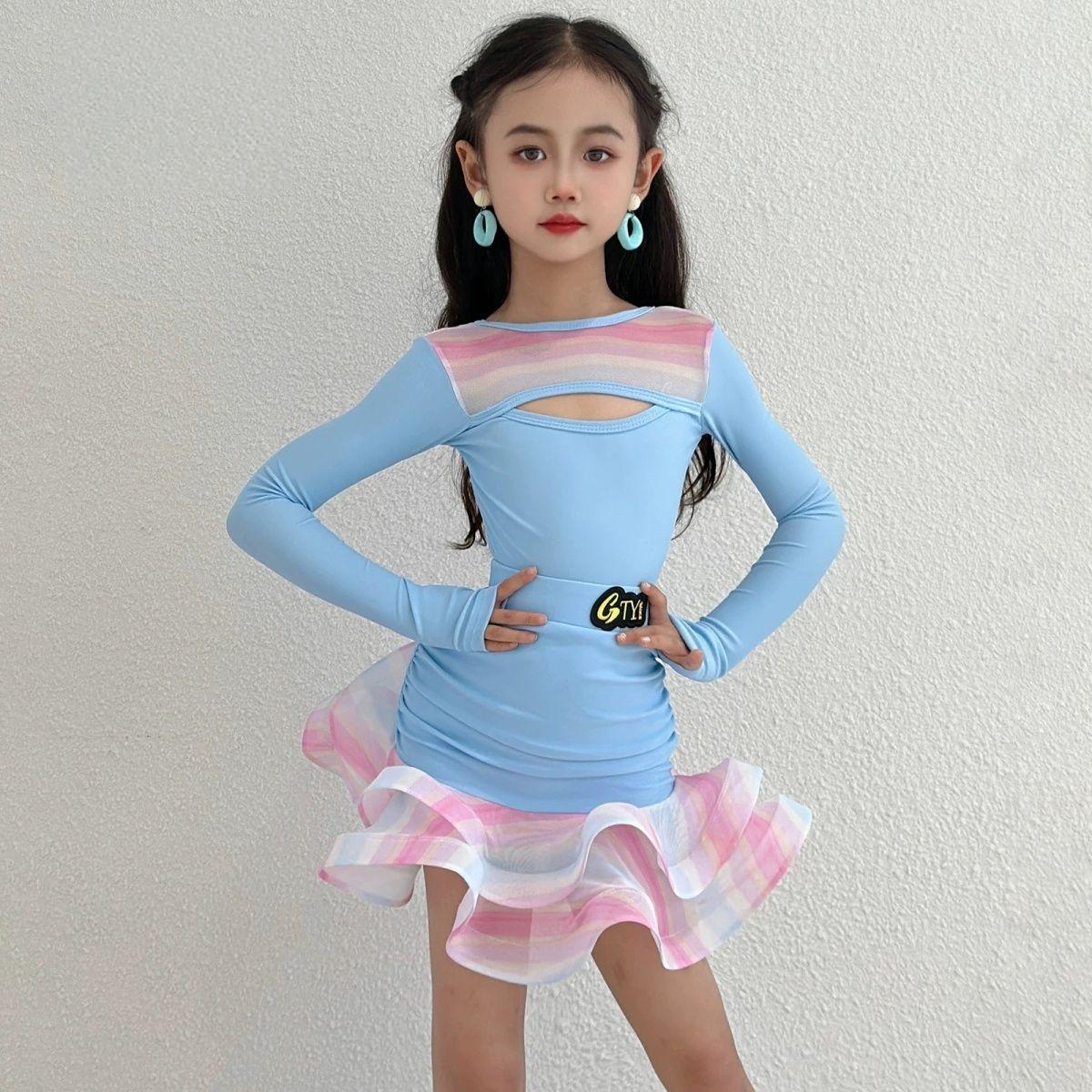 2025新款秋冬长袖儿童拉丁舞服