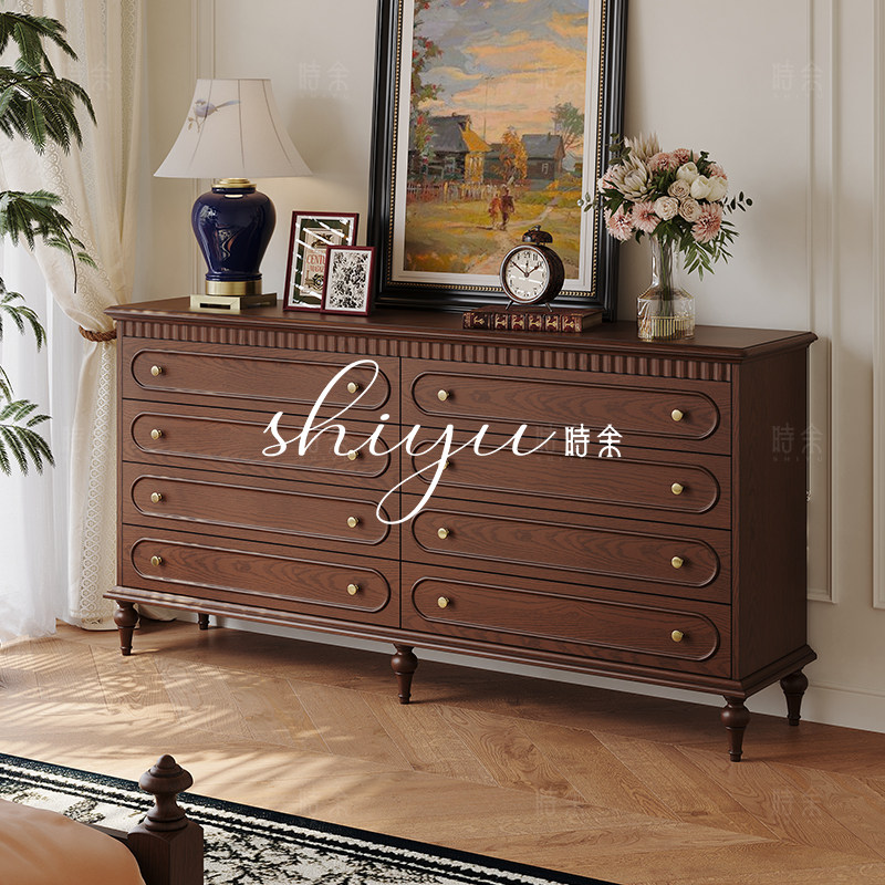 时余艾丽斯八斗柜美式全实木法式储物柜中古风客厅复古收纳边立柜,住宅家具,斗柜,淘宝优惠券,粉丝福利购,淘宝优惠卷