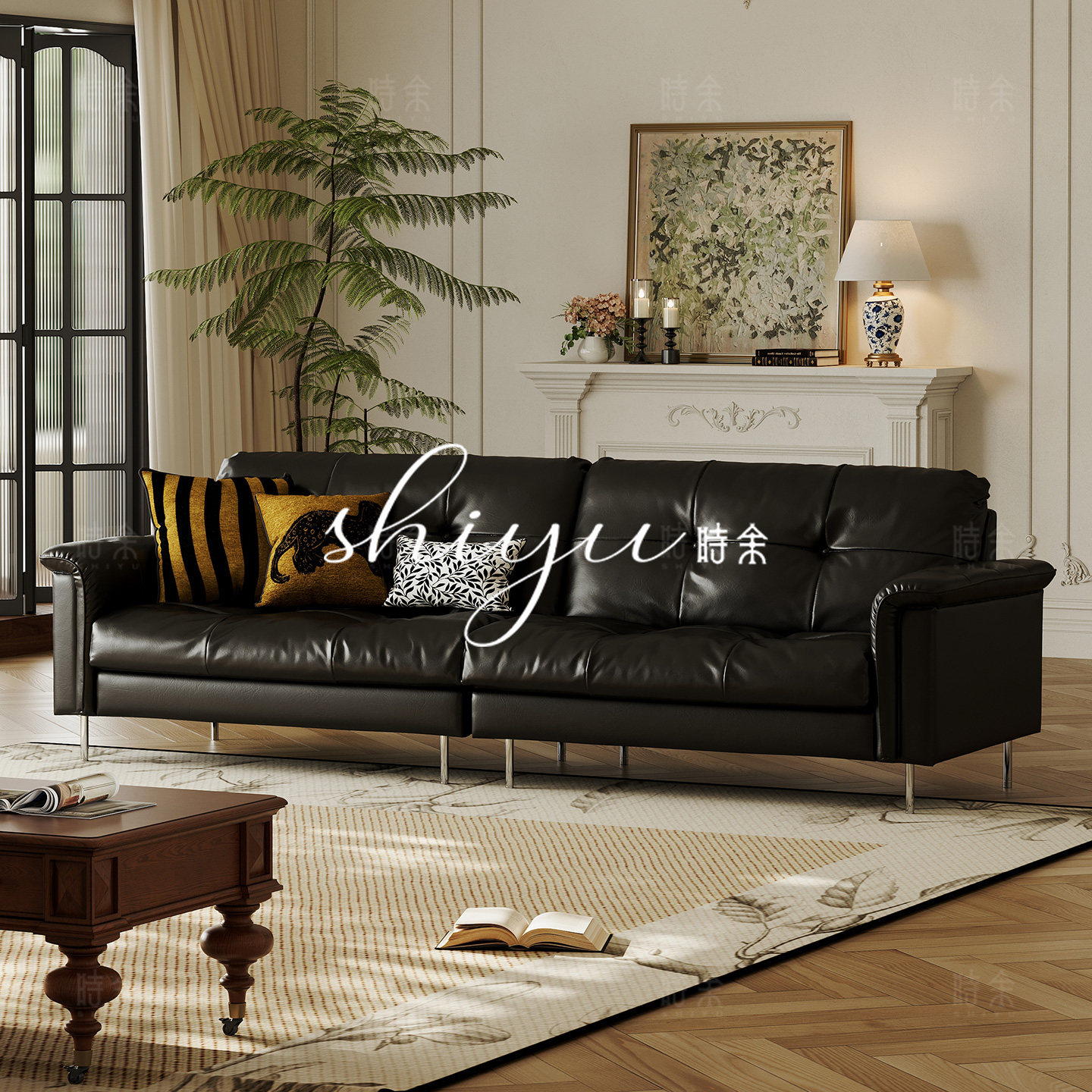 时余弗兰克林法式中古风沙发高级感美式复古客厅头层牛皮直排沙发,住宅家具,沙发,淘宝优惠券,粉丝福利购,淘宝优惠卷