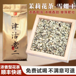 津沽老二茉莉雪螺浓香茉莉花茶叶新茶横县茉莉花茶玉螺茶叶冷泡茶