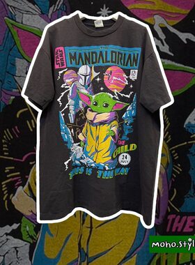 Story Carrie 星球大战曼达洛人霓虹复古美式街头潮流圆领短袖T恤