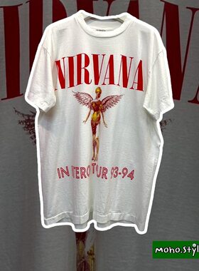 Story Carrie  涅槃乐队休闲宽松嘻哈摇滚Nirvana高街复古短袖T恤