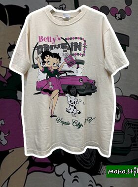 Story Carrie  贝蒂娃娃汽车影院卡通插画潮流可爱圆领短袖T恤