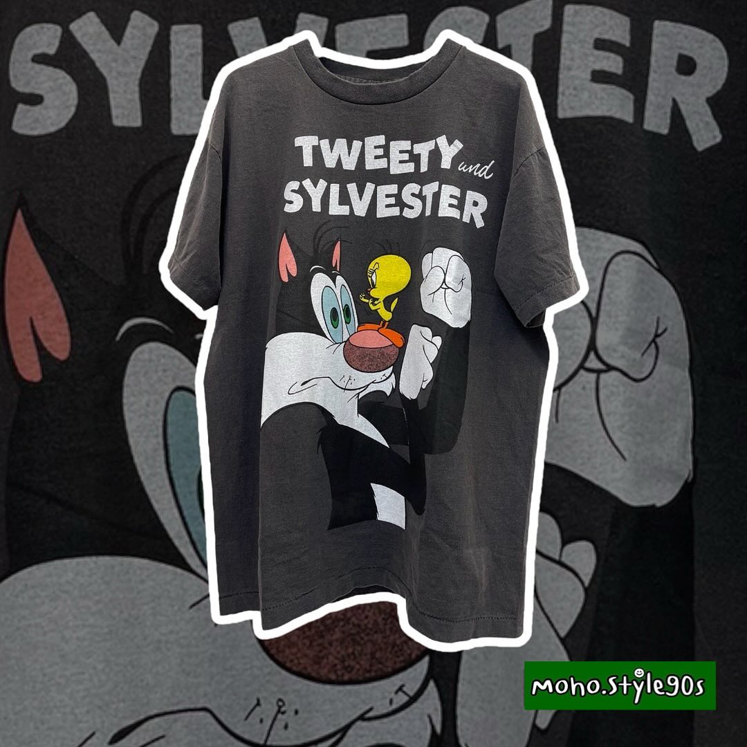 Story Carrie   宽松潮流Tweety Sylvester卡通街头圆领短袖T恤