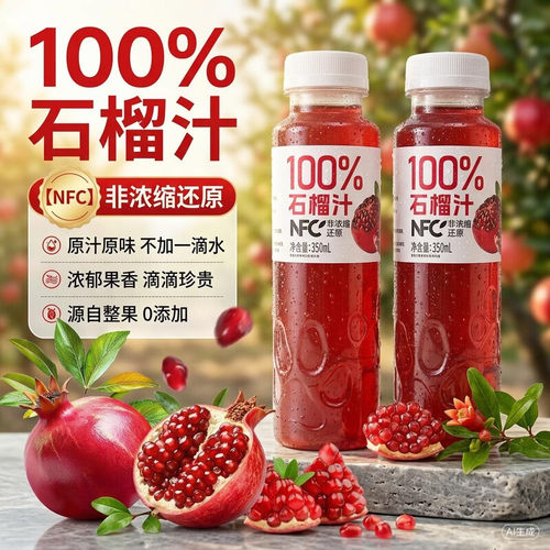 石榴汁100%NFC鲜榨果汁饮料