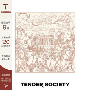 Tender Society Voyage度假系列希腊壁画丝绵丝巾新款配饰