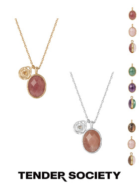 Tender Society Rosalie系列玫瑰金币多色双面石细链项链春季新款