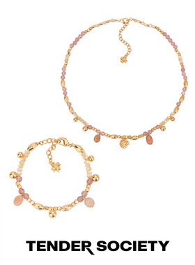 Tender Society Luck护身符系列四叶草小金币草莓晶串珠项链&手链