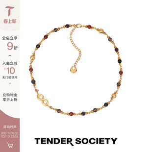 Tender Society Holiday节庆系列八字纹石榴石茶晶玛瑙串珠短项链