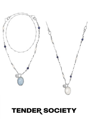 Tender SocietyVoyage度假系列双面石天然贝壳项链银色多戴毛衣链