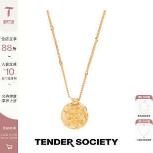 新款 Luck护身符系列四叶草复古金币吊坠项链女款 Society Tender