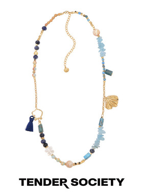 Tender Society Voyage度假系列蓝色串珠流苏长项链夏日新款
