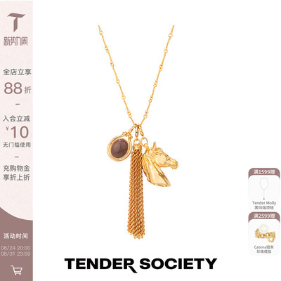 小马镶石流苏长项链时髦生日礼物