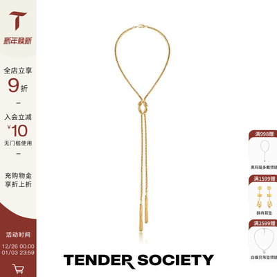 Tender Society衔尾蛇系列莫比乌斯结金色流苏项链高级感长项链