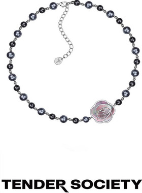 黑贝母玫瑰珍珠短项链