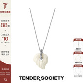 Tender Society Muse缪斯系列白珐琅鹅掌叶大号项链气质长项链女