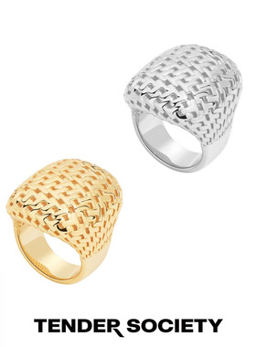 Tender SocietyT for Tender系列金银色老花镂空戒指原创食指戒