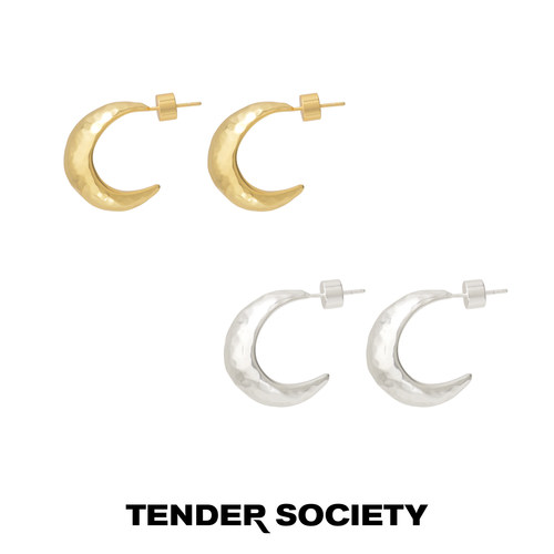 Tender SocietyEcho系列锤纹小月亮耳圈简约百搭原创小众耳饰女