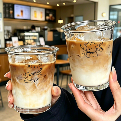 女生高颜值咖啡杯子玻璃杯耐高温情侣对杯可爱ins饮料可乐冷饮杯